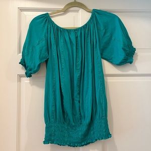 - Lauren RL smocked knit women's blouse, size S, turquoise green